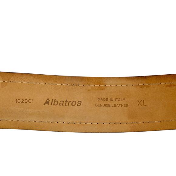 Italian Chocolate Brown Leather Waist Belt Contrast Stitch Statement Buckle Boho main image 4